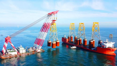 福建长乐外海AC区海上风电场工程完成吸力桩式导管架基础安装沉贯工作